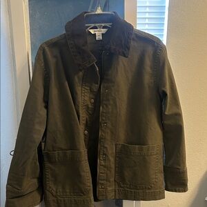 Old Navy Barn Jacket. Olive Green Jacket with Corduroy Collar